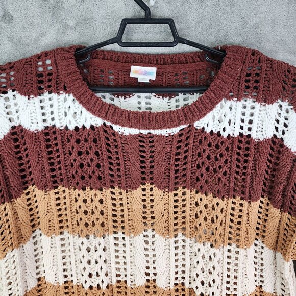 Womens LuLaRoe Open Knit Mariah Sweater Multicolor Striped Long Sleeve Size XL - Picture 4 of 11